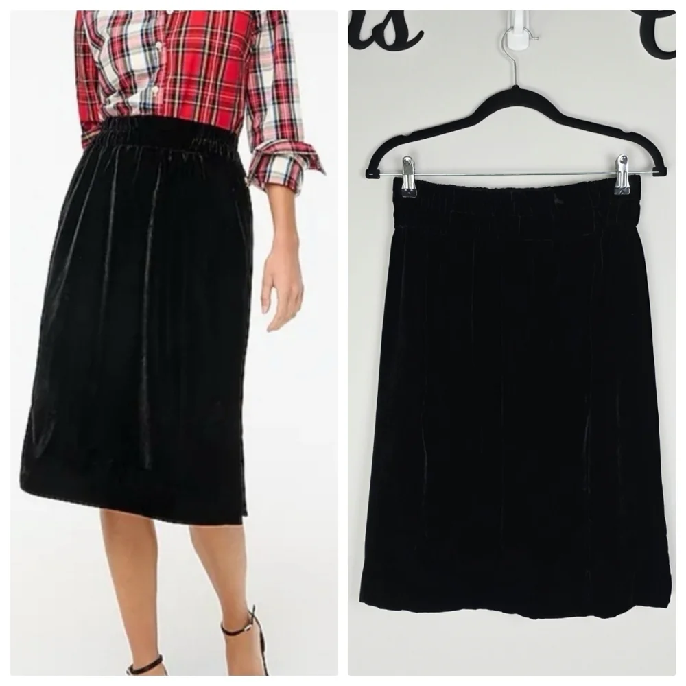 J.‎ Crew Black Velvet Elastic-Waist Pencil Skirt Size XS NWT